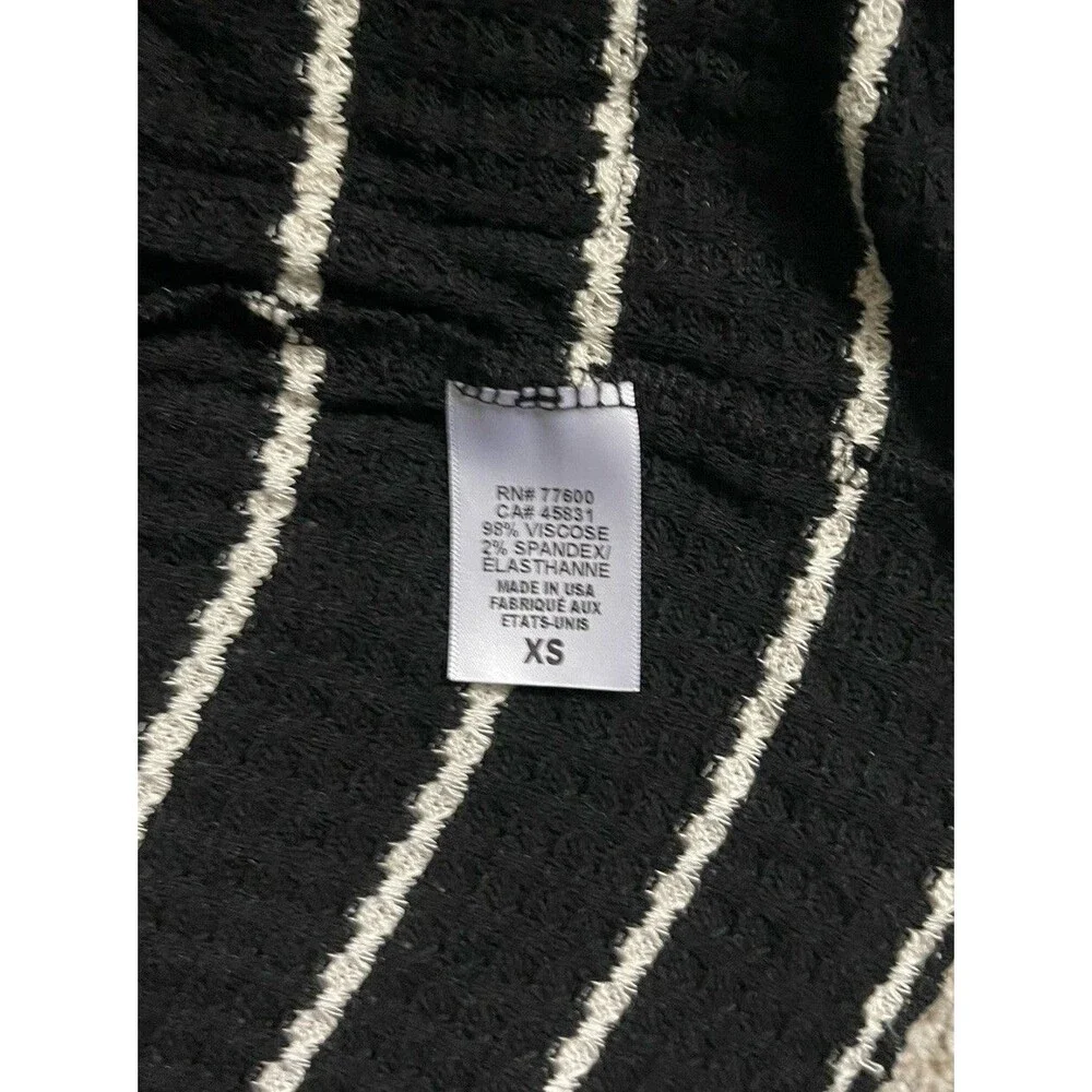 Chaser Black And White Striped Women's Cardigan Sweater Size XS